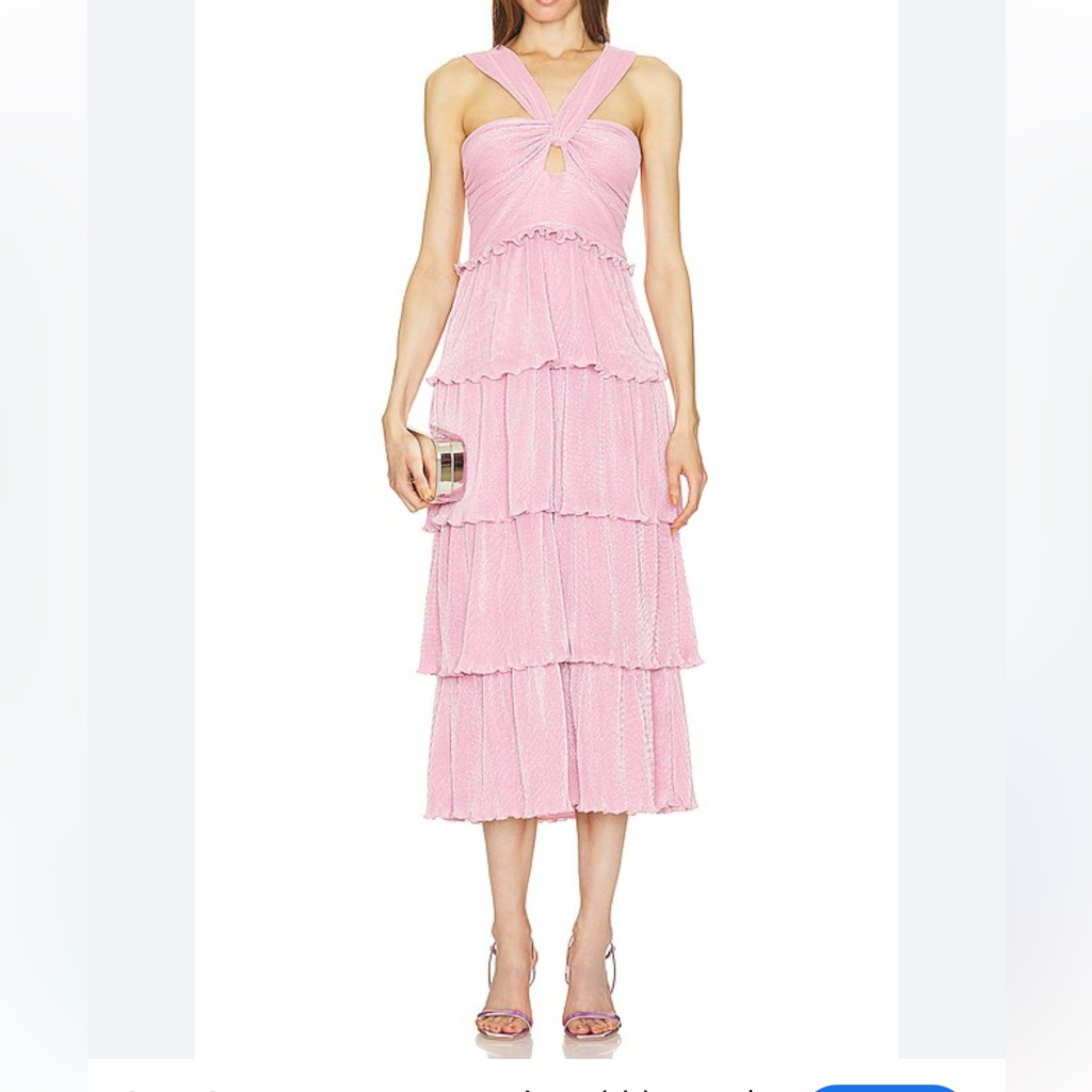 Saylor Esperanza Womenâs Pink Tiered Ruffle Midi Dress Size M